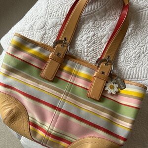 Coach Multicolor Striped Tote Bag